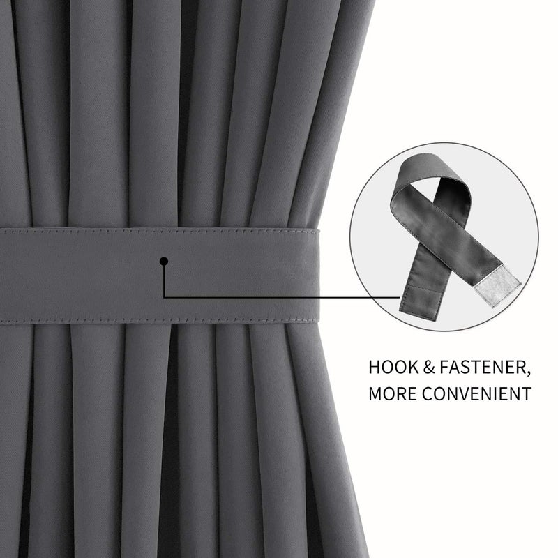 DWCN French Door Curtains â€“ Rod Pocket Thermal Blackout Curtain for Doors with Glass Window, Kitchen and Patio Doors for Privacy, 25 X 72 Inches Long, 1 Curtain Panel with Tieback, Dark Grey - Image 2